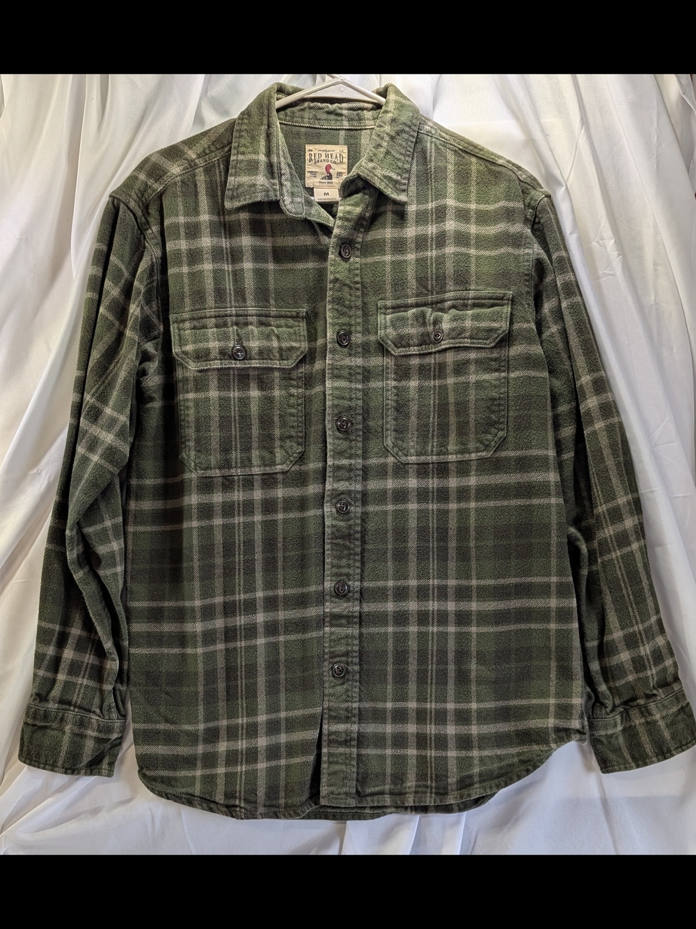 RedHead Men's Green Plaid Button-Down Shirt Size Med